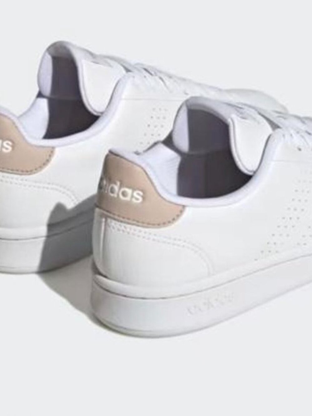 White & Taupe Adidas Advantage Sneakers - Picture 6 of 9